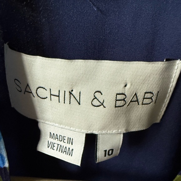 SACHIN + BABI Kayla Crinkle Georgette Floral‎ Gown Blue Bow Maxi Coquette 10 - Picture 7 of 9